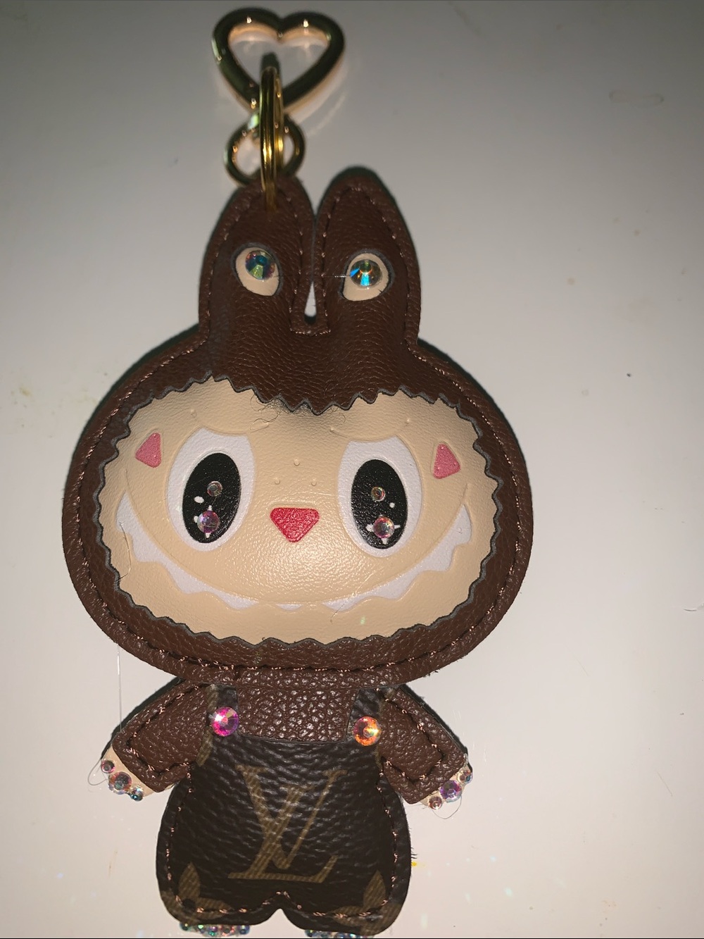 Crystal ab leather labubu purse/bag charm keychain